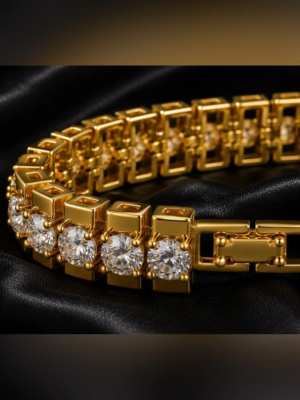 14 K gold plated Cubic Zirconia Chunky bracelet for women